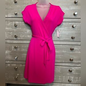 Nine West Fuchsia Pink Wrap Mini Dress Size XS